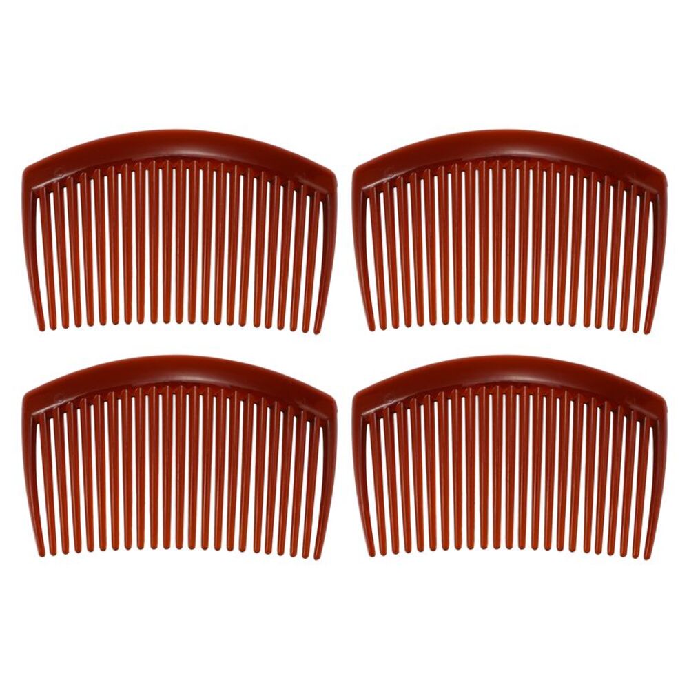4 Pcs Classic Side Clip Teeth Hair Clip Comb Plastic 3" Brown